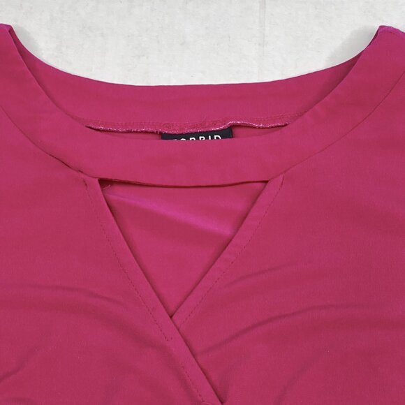 torrid Studio Knit Choker Neck Surplice Babydoll Top in Festival Fuschia Size 1X - Picture 3 of 7
